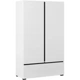 otto home Wäscheschrank OTTO HOME "Cross, moderner griffloser Kleiderschrank", weiß, B:89cm H:150cm T:40cm, FSC-zertifizierter Holzwerkstoff, Melamin, Metall, Schränke, Mehrzweckschrank, Drehtürenschrank mit 1 Schublade, 3 Farben verfügbar