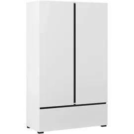 otto home Wäscheschrank OTTO HOME "Cross, moderner griffloser Kleiderschrank", weiß, B:89cm H:150cm T:40cm, FSC-zertifizierter Holzwerkstoff, Melamin, Metall, Schränke, Mehrzweckschrank, Drehtürenschrank mit 1 Schublade, 3 Farben verfügbar