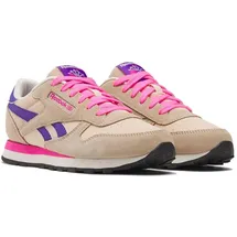 Reebok Unisex Kinder Classic Leather Sneaker, Tapioca Atomicpink Solarpurple, 36 EU