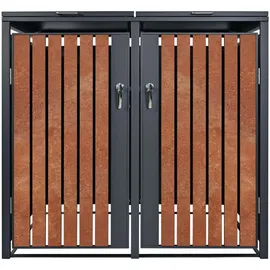 ML-Design Mülltonnenbox 2Er 2 Tonnen 240L 132x80x116,3 cm Anthrazit-Rostoptik
