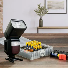 Relaxdays Batteriebox 5,5 x 15 x 15,5 cm 1-tlg. transparent/schwarz