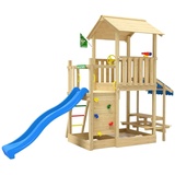 Jungle Gym Spielturm JUNGLE GYM "Keep", blau, Spieltürme, KinderB:419cm H:307cm T:181cm, Holz, Spielanlage mit Mini Market und Rutsche mit Wasseranschluss, B:419cm H:307cm T:181cm