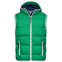 Men's Maritime Vest Modische Steppweste mit angeschnittener Kapuze weiß/grün, Gr. XL