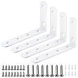 4 Stück Winkel Regal Halterungen, Bolatus L Winkel Regal Metall Regalhalterung 90 Grad Winkelverbinder Bodenträger Wandregal Regalwinkel Regalträger Weiß mit Schrauben (125mm x 75mm x 30mm)