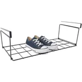 ZoeQide Einhängeregal Metall Schwarz – Unterregal Hängekorb 40×20×12,5 cm ohne Bohren, Aufbewahrungskorb zum Einhängen unter Schrank oder Regal, Küchen Organizer für Tücher, Dosen, Vorräte