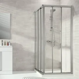 Hüppe Alpha 2 Schiebetür, für Eckeinstieg, A22602087322, Duschkabine: Profilfarbe silber matt Glas ESG klar mit ANTI-PLAQUE