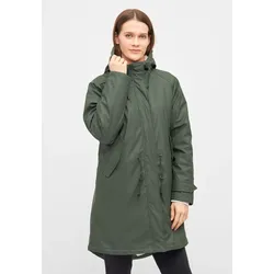 Regenmantel DERBE "Tidaholm", Damen, Gr. 36, grün (oliv), Obermaterial: 100% Polyester; Futter: 100% Polyester, Langarm, Mäntel, Wasserabweisend, winddicht, Teddylining, nachhaltig