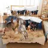 CXYXHW Bettwäsche Set 3 Teilig Bettbezüge 3D-Druck Tiere Pferd Motiv Bettbezug,Mikrofaser,Pflegeleicht,mit Kissenbezug,für Jugendliche Kind Junge Mädchen (F, 135x200cm)