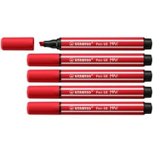 Stabilo Premium-Filzstift mit dicker Keilspitze - STABILO Pen 68 MAX - 5er Pack - karmin