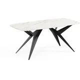 Meblini Esstisch, Weiß Hochglanz, Schwarz, Metall, Rechteckig,Rechteckig, 180x76x90 cm, Esszimmer, Tische, Esstische