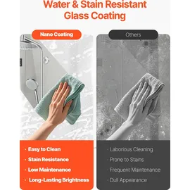 Vevor Badewannen Duschtür (1295 x 1422 mm / B x H) rahmenlose, klappbare Duschtür mit Scharnier, dreifach gefaltete Duschglastür mit 180° drehbares Design, für Badewanne, schwarz