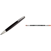 Lamy 2000 4-Farb-Kugelschreiber 401– Mehrfachkugelschreiber in der Farbe Schwarz, matt M & M 55 Mine 816 – Markiermine aus Metall in der Farbe Orange