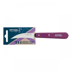 Opinel Gemüsemesser No 114, rostfreier Sandvik-Stahl, gebogen, Buche, violett