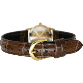 Casio #LTP-V002GL-1B Women's Gold Tone Leather BandDial Date Watch - Braun/Gold/Dunkelblau