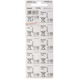 Vinnic Knopfzelle LR43 80 mAh 10 St.