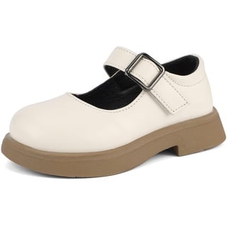 MASOCIO Ballerinas Mädchen Mary Jane Prinzessin Kinderschuhe Kleinkind Kinder Schuhe Kommunionschuhe Kommunion Balerinaschuhe Beige Größe 26 EU - 26 EU