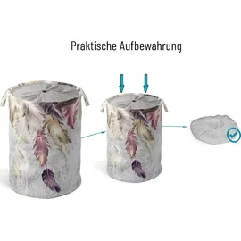 Sanilo Wäschekorb »Federn« kräftige Farben, samtweiche Oberfläche, mit Deckel