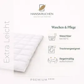 HANSKRUCHEN GmbH Hanskruchen® Daunendecke 135x200 cm extra Leicht 100% Daunen waschbar Allergiker Sommerdecke atmungsaktiv Kassettendecke weiß - Weiß