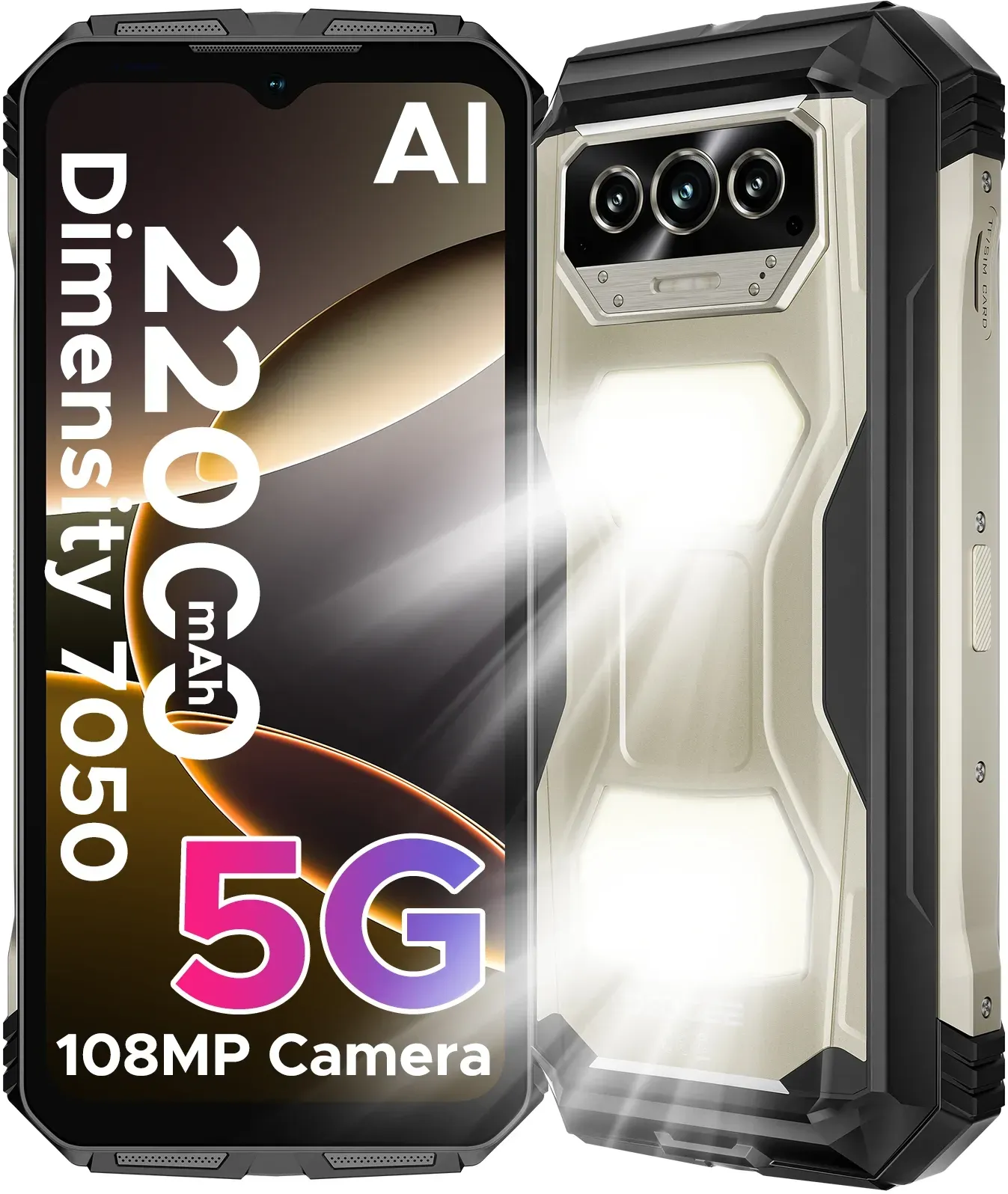 Doogee V Max S 5g Robustes Telefon 22000 mAh Akku Dual Camping Lights 6,58 Zoll 120 Hz Smartphone 24 GB (8 + 16) 256 GB 108 MP Ai-Kamera