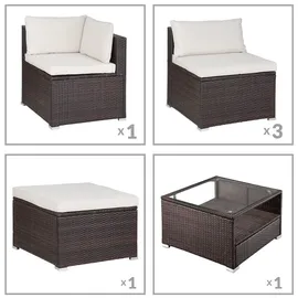 CASARIA Garten-Lounge-Set 16-tlg. braun/creme