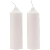 Ovaletta 2 Stück Stumpenkerzen Weiß, Kerzen Adventskranz, Stumpenkerze, Kerzen für Adventskranz, Stumpenkerzen Adventskranz, Stumpenkerzen für Weihnachten Dekoration, Sojawachs, 3,7 x 12 cm