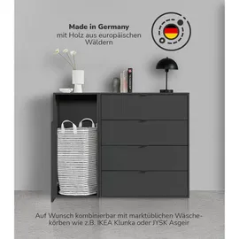 mokebo mokebo® Wäscheschrank Schwarz, Holzwerkstoff, 41x95x40 cm, Ordnen & Aufbewahren, Wäschekörbe & Tonnen