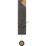 MPM Design Pendeluhr Wanduhr, Dunkle Wanduhr Holz, hochwertige Verarbeitung aus Holz und Glas, Elegante Wanduhr modern, präziser Quarz-Schrittmotor, große Wanduhr mit Pendel (Helles Holz/Schwarz)