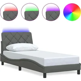 vidaXL Bettgestell mit LED ohne Matratze Dunkelgrau 80x200 cm Stoff