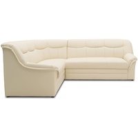 DOMO. collection Ecksofa Berlin | zeitlose Couch mit hochwertiger Ferderkern-Polsterung und Schlaffunktion | 205 x 250 x 89 cm | L-Form in beige (creme)