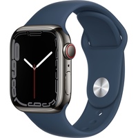 Apple Watch Series 7 GPS + Cellular 41 mm Edelstahlgehäuse graphit Sportarmband abyssblau