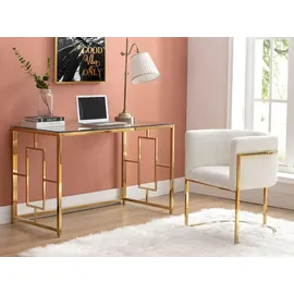 vente-unique Eckschreibtisch Goldfarben / Transparent