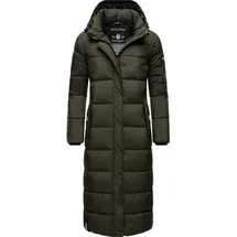 Navahoo Damen, Wintermantel warmer Steppmantel lang mit abnehmbarer Kapuze Isalie Dark Olive Gr. XXL - XXL