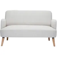 Skandinavisches Sofa aus beigem Stoff mit Samteffekt und hellem Holz 2-Sitzer ISKO