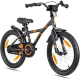 PROMETHEUS BICYCLES Kinderfahrrad 18 Zoll ab 5-6 Jahre mit Rücktritt und V-Brake SCHWARZ|SCHWARZ|orange 18"