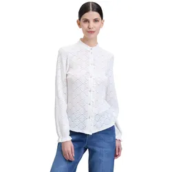 Spitzenbluse CARTOON "Cartoon Spitzenbluse mit Rüschen", Damen, Gr. 40, weiß, Obermaterial: 93% Polyamid, 7% Elasthan., modisch, figurbetont normal, Rundhals, Langarm, Blusen Volantrock