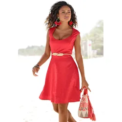 Beachtime Sommerkleid, mit Lochstickerei, elegantes Jerseykleid, Strandkleid Beachtime rot 38