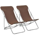 Klappbare Strandstühle 2 Stk. Stahl Und Oxford-gewebe Braun