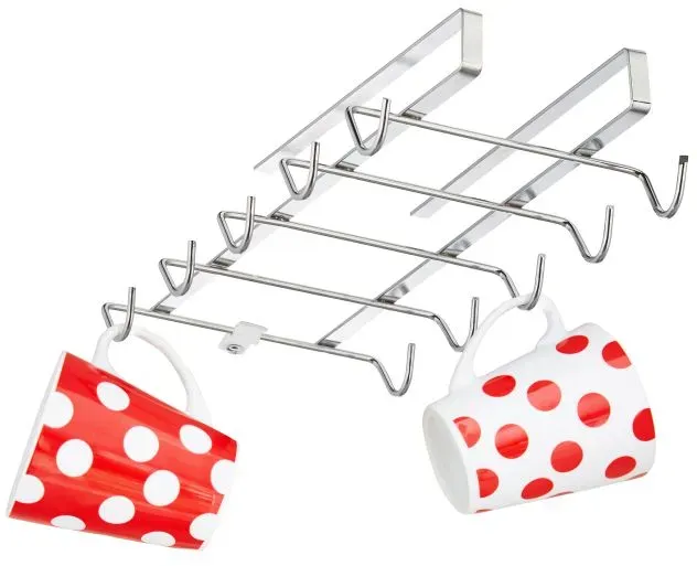 Relaxdays 10 x Tassenhalter Schrankeinsatz Silber
