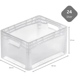 Proregal SuperSparSet 8x Transparenter Eurobehälter LightLine mit offenem Griff | HxBxT 22x30x40cm | 24 Liter | Eurobox, Transportbox, Transportbehälter, ...