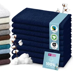 Set Handtücher Baumwolle Plain Design - Farbe: Dunkelblau, Größe: 50x100