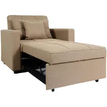 Mendler Schlafsessel HWC-L90, Klappsessel Schlafsofa Gästebett Relaxsessel, Liegefläche 197x103cm Stoff/Textil ~ taupe