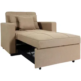 Mendler Schlafsessel HWC-L90, Klappsessel Schlafsofa Gästebett Relaxsessel, Liegefläche 197x103cm Stoff/Textil ~ taupe