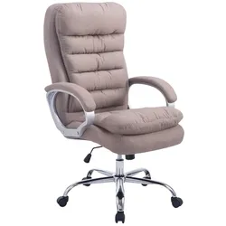 DELUKE® Bürostuhl SOUK Stoff - 116x68x77, Taupe | Stoff | Metall in Chromoptik Gestell | ergonomische Bürostühle Homeoffice Stuhl mit Rollen