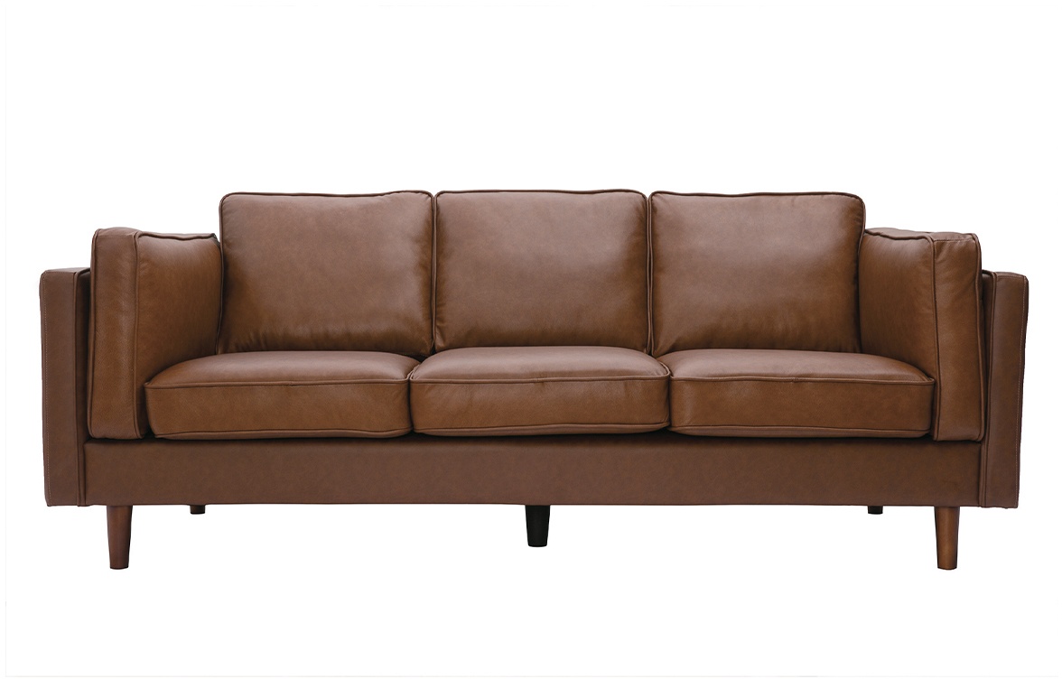 3-Sitzer-Sofa aus braunem Leder BRADLEY - Büffelleder