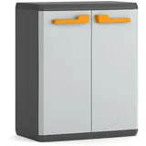 Keter Rio Kunststoffschrank, niedrig, BxTxH: 68x39x83cm, grau/gelb, inkl. höhenverstellbarem Einlegeboden (max. Tragkraft 15kg)