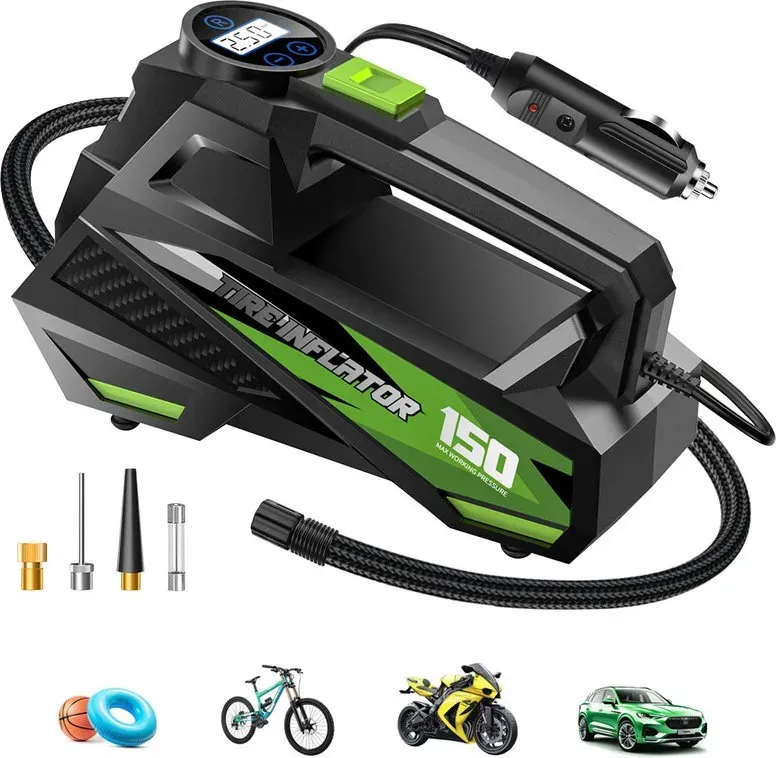 CARSUN Mini-Kompressor mit langem Kabel – für Auto-, Motorrad- & Fahrradreifen