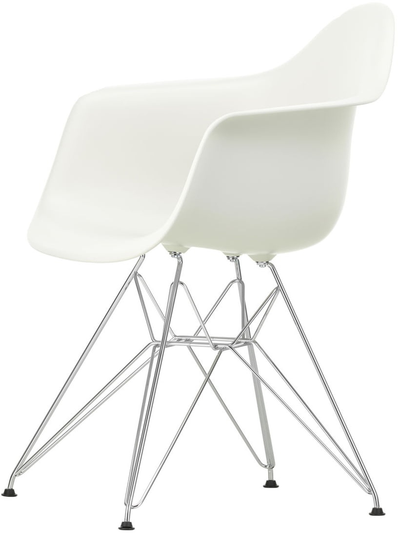 Vitra - Eames Plastic Armchair DAR, verchromt / weiß (Kunststoffgleiter basic dark)