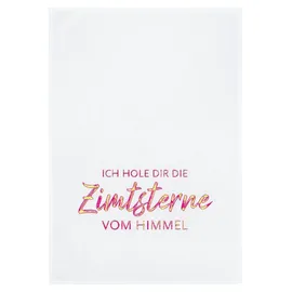 17;30 HOME Geschirrtuch weiß, ich hole dir die Zimtsterne vom Himmel in Pink