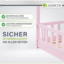 Juskys Kinderbett Marli 80 x 160 cm Kiefer massiv rosa