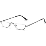 ABETOS Halbrand Lesebrille Herren Damen Metall Halbmond Halbrahmen Sehhilfe Flexibel Federscharnier Lesebrillen Computer Lesebrille Leicht Komfortable Lesehilfe Brille mit Stärke(Grau, 1.0) - 1